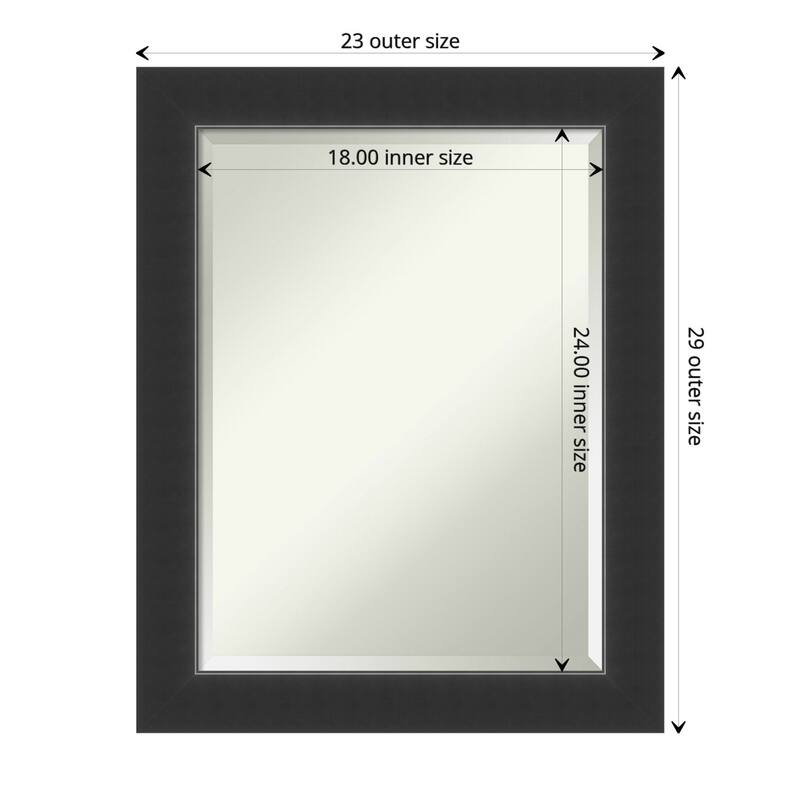 Beveled Wood Wall Mirror - Corvino Black Frame - Outer Size: 23 x 29 in