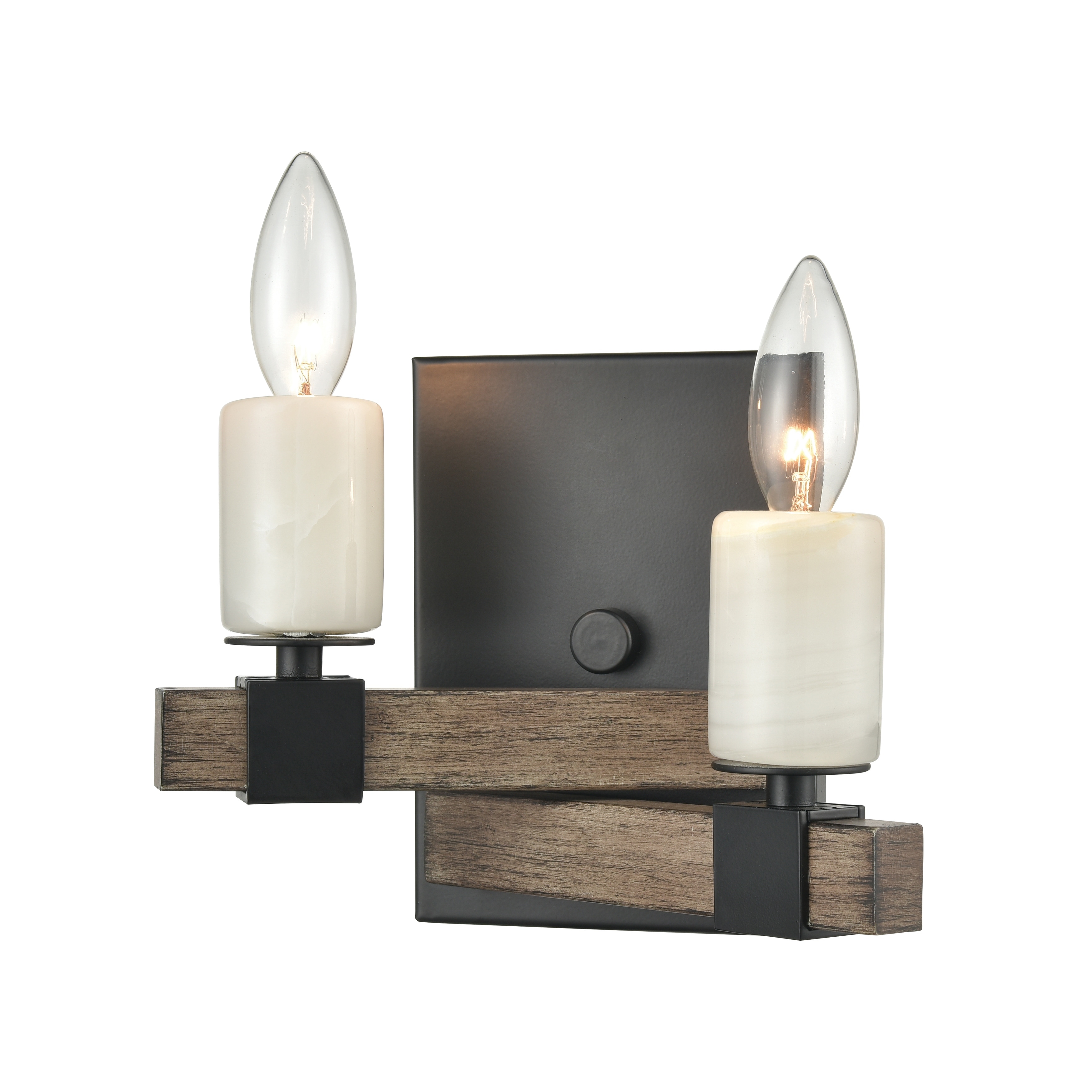 Stone Manor 7'' High 2-Light Sconce - Matte Black - 7 inch Tall