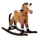 preview thumbnail 1 of 9, Kids Metal Plush Ride-On Rocking Horse Chair Toy With Realistic Sounds - Dark Brown/White Kitchens