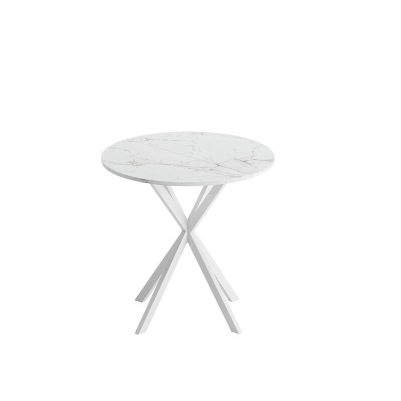 Modern Cross Leg Round Dining Table with Matte Finish Iron Legs