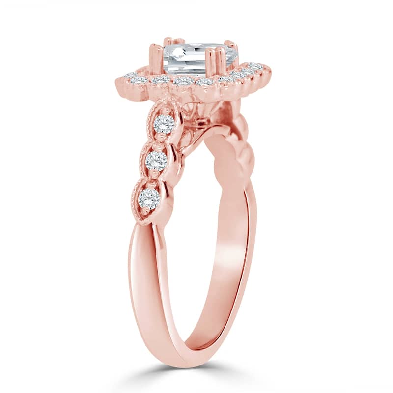 Auriya 14k Gold 1 1/2ctw Vintage Princess-cut Halo Diamond Engagement Ring (H-I, I1-I2)