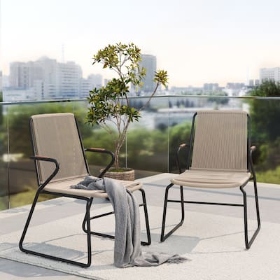 Modern Rope Weave Iron Frame Outdoor Club Chairs Set