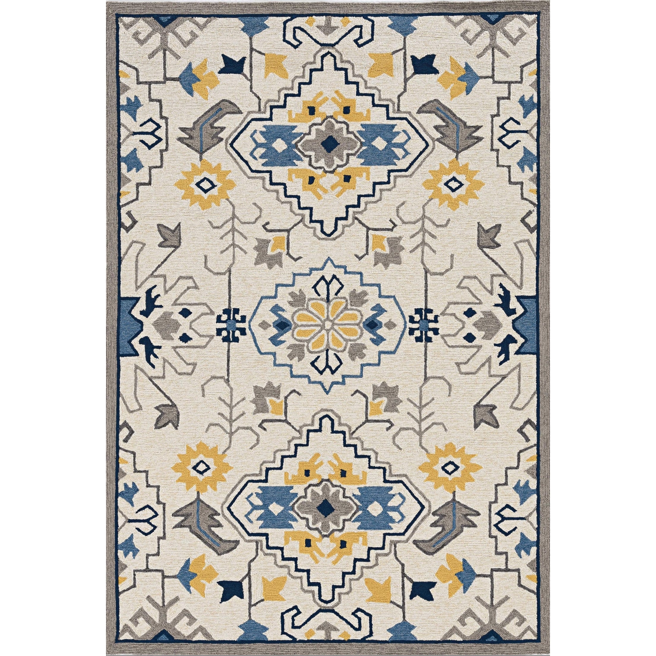 5'X8' Ivory Hand Woven Uv Treated Traditional Indoor Outdoor Area Rug