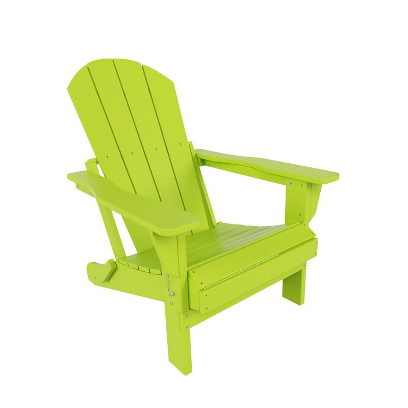 POLYTRENDS Laguna Folding Poly Eco-Friendly All Weather Outdoor Adirondack Chair - Lime