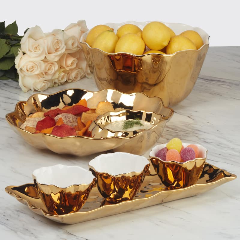 Certified International Gold Coast Chip & Dip Server 12" x 2.5" - 12" x 2.5"