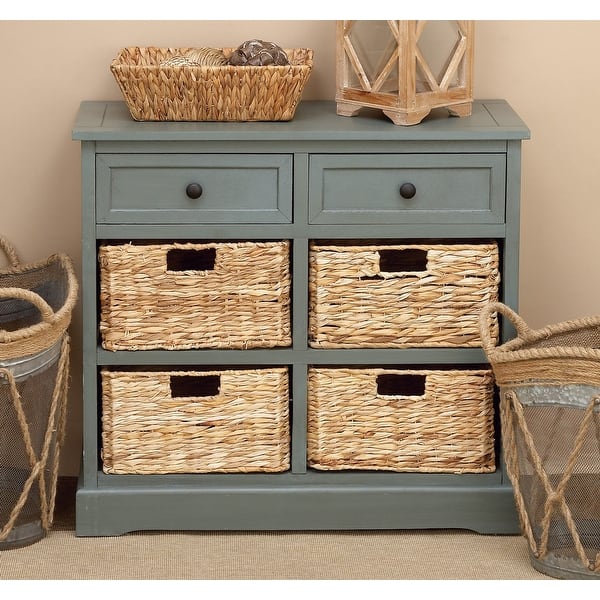 Marisol + Daisy Traditional 30 Wood Storage Unit with 4 Baskets and 2 Drawer - Blue