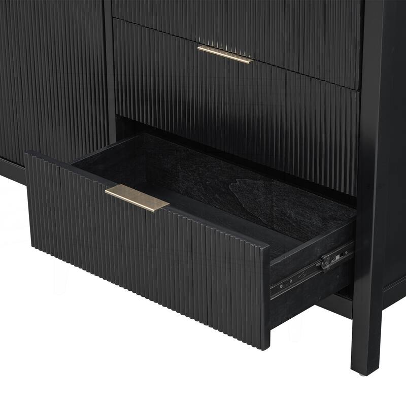 Minimalist Wave-Pattern Sideboard with Diverse Materials