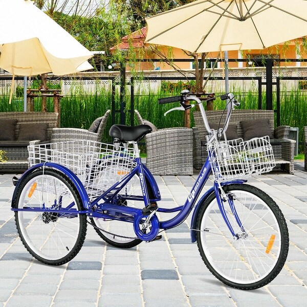 Goplus 26'' Single Speed 3-wheel Bicycle Adult Tricycle Seat
