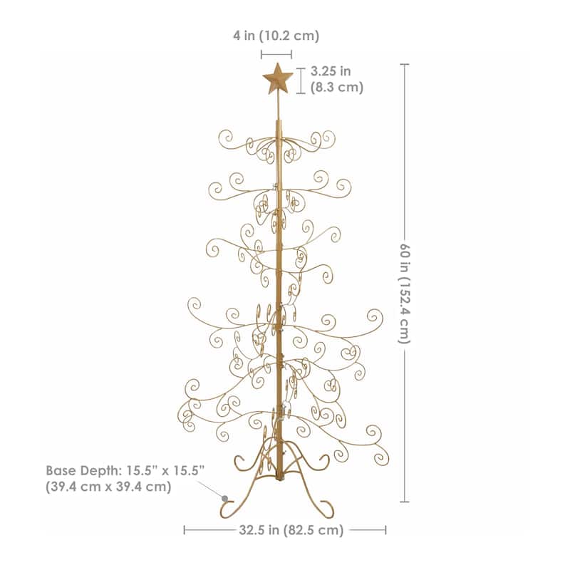 Sunnydaze Noelle Metal Christmas Ornament Tree - 60 Inch