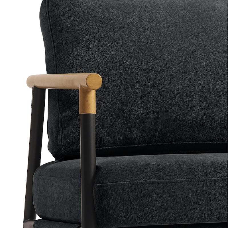 Madison 27'' W Vegan Leather/ Chenille Accent Chair set of 2