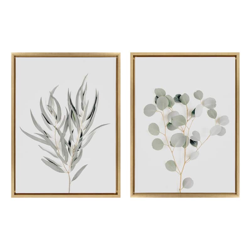 Kate and Laurel Sylvie Botanical Canvas by The Creative Bunch Studio - 2 Piece 18x24 - Plastic - Gold