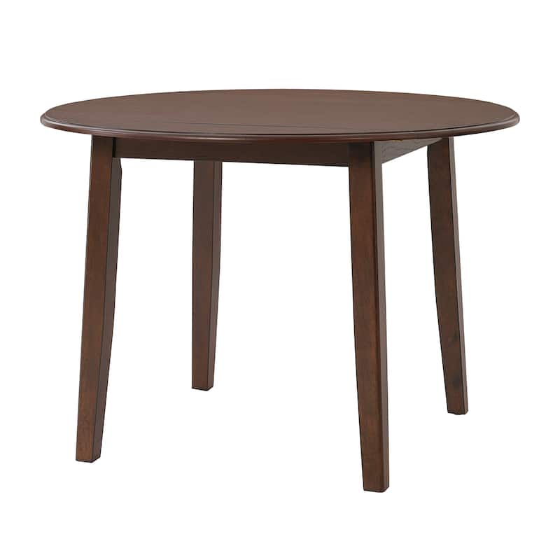 5-Piece Round Dining Table Set for 4 People, 1 Folding Wood Dining Table + 4 Upholstered Chairs, for Small Apartments