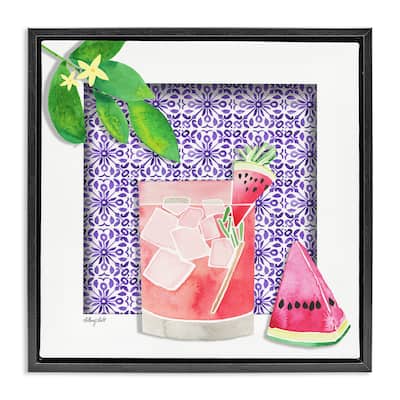 Stupell Fruity Watermelon Drink Framed Floater Canvas Wall Art Design By Hillary Holt