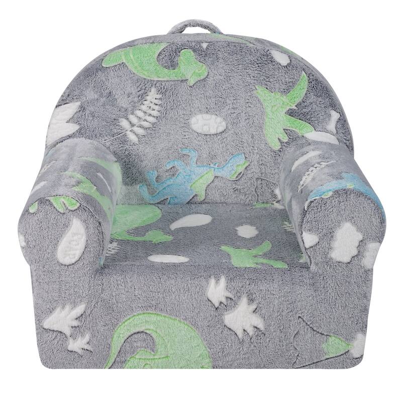 Grey Foam Glow Fabric Kids Couch Sofa Bed with Removable Cover - 23.62” L x 16.54” W x 20.47” H
