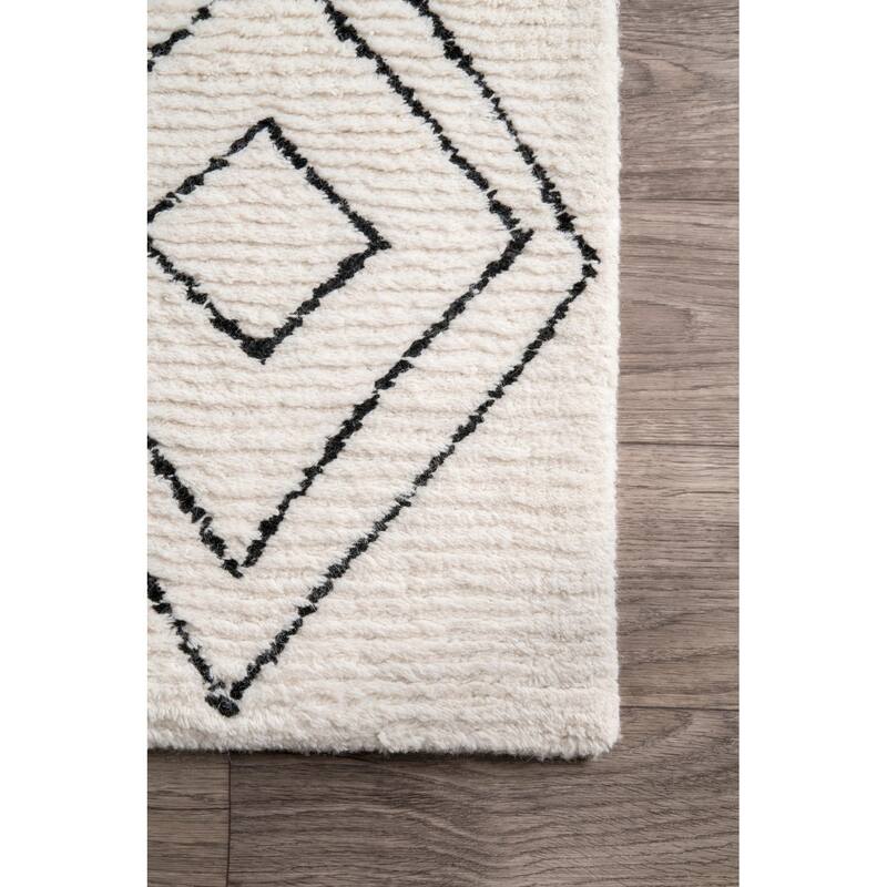 Nuloom Handmade Moroccan Diamond Trellis Wool Natural Rug