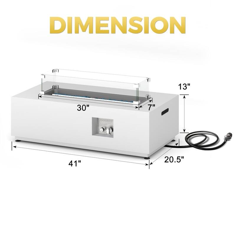 Rectangular Outdoor Propane Fire Pit Table with Lid & Hidden Tank Storage – Convertible to Natural Gas