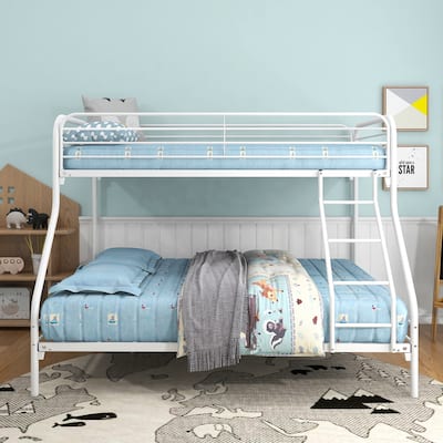 Twin-Over-Full Metal Bunk Bed with Guardrail
