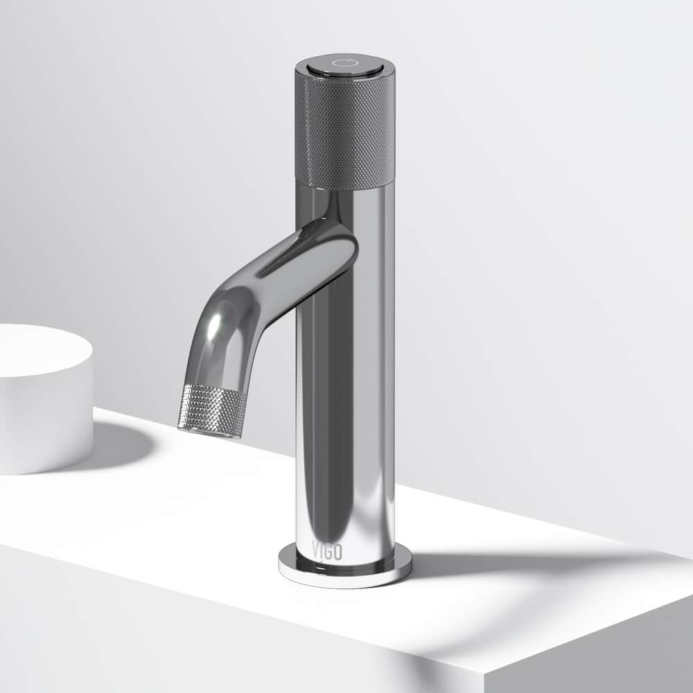 VIGO Apollo 8" H Button Operated Single Hole Bathroom Faucet