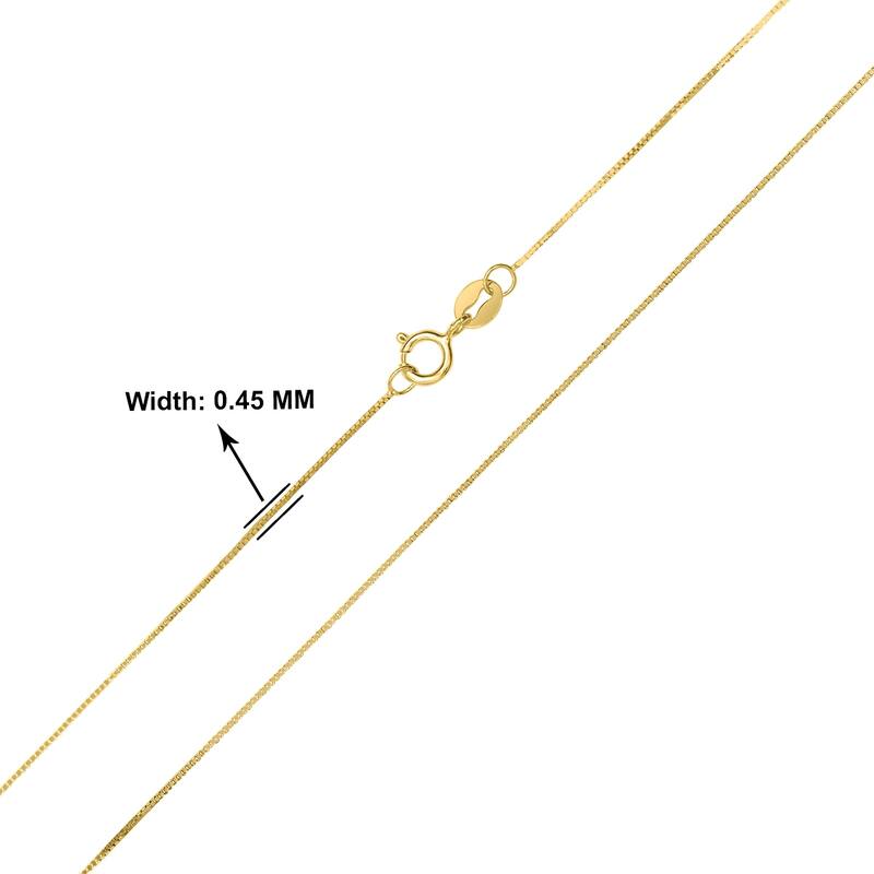 10K Yellow Gold 0.45MM Shiny Box Chain with Spring Ring Clasp - 16 Inch