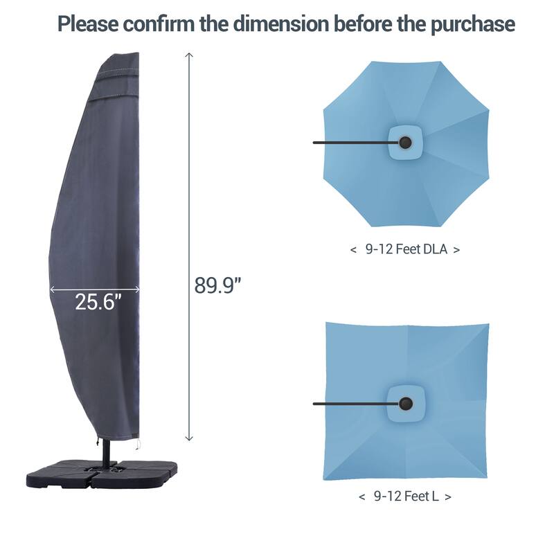 LIVOOSUN Patio Offset Umbrella Covers 600D Waterproof, Fits 8ft-11ft