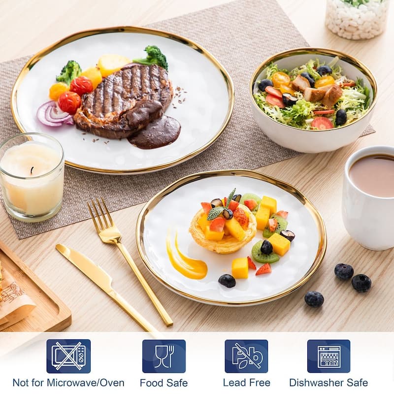 LOVECASA Gold Aura Glossy Porcelain Dinnerware Set