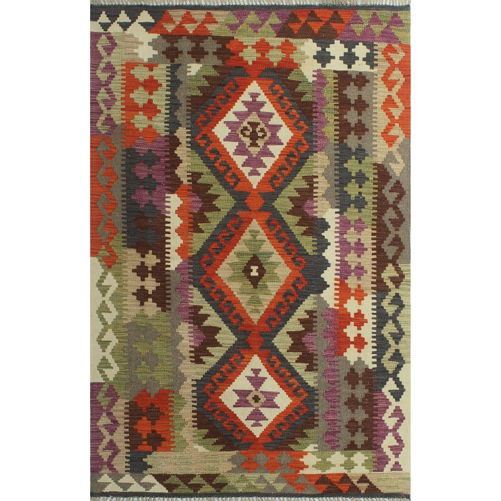 Hand-Woven Sangat Kenner Lt. Brown/Rust Rug - 3'4" x 5'4"