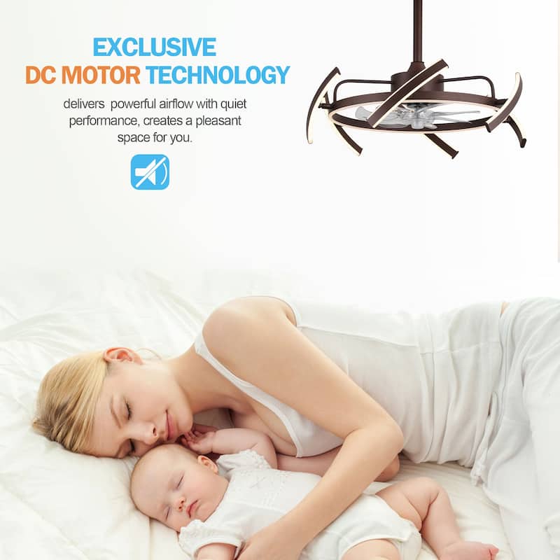 Oaks Aura DeClue 24in. 6 DIY-Shape Smart Ceiling Fan with Light,Cyberpunk Futuristic 6-Speed Quiet Ceiling Fan w/ Remote