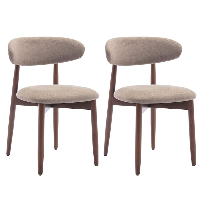 RENEWLINE Mid-Century Modern Upholstered Dining Chair with Wooden Legs - Set of 2 - Camel