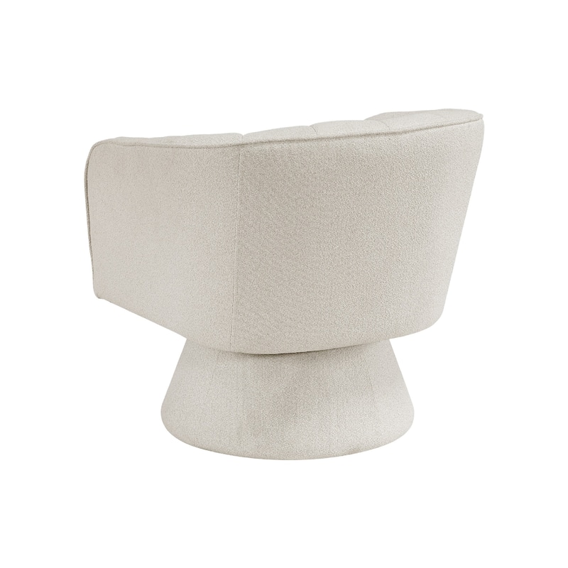 Shea Swivel Accent Chair, Beige Boucle Fabric, Channel Stitched