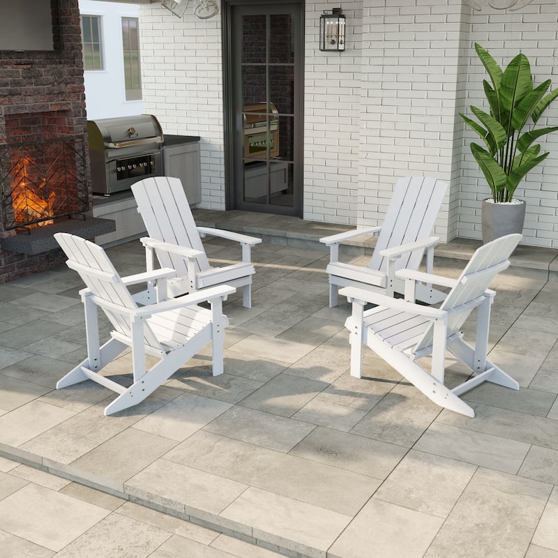 LIVOOSUN Outdoor Recycled Plastic Modern Outdoor Adirondack Chair Set of 1/2/4