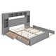 preview thumbnail 68 of 105, Modern Platform Bed with Integrated Cabinet, Trundle Bed and Drawers