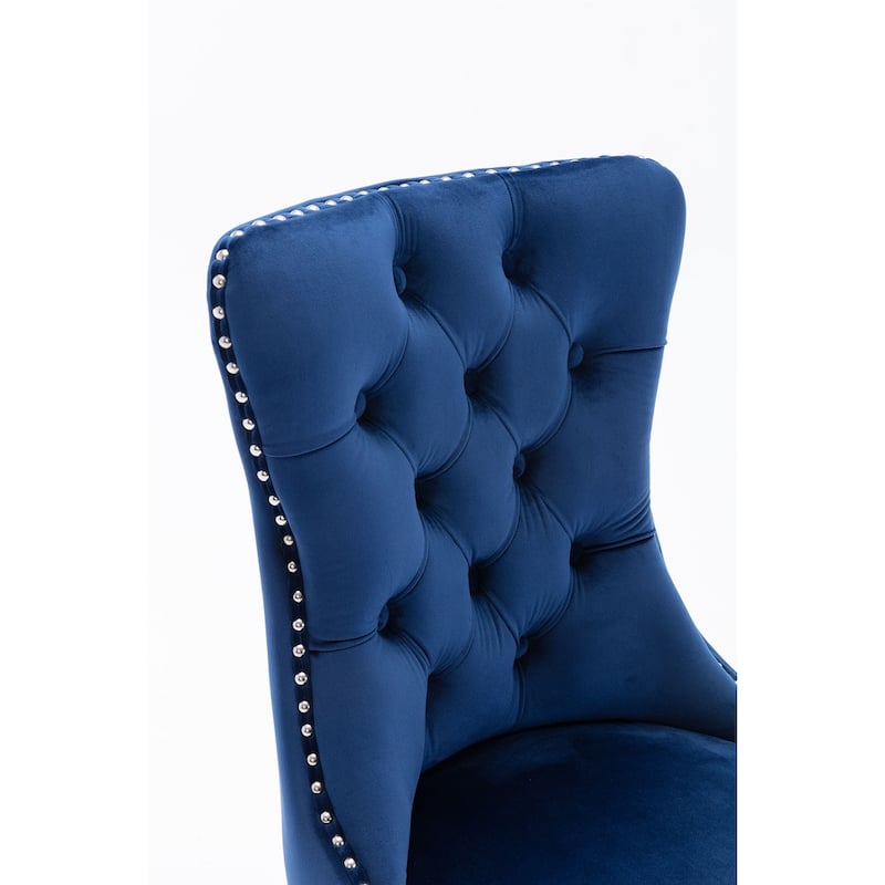 Tufted Solid Wood Velvet Dining Chair,2-Pcs Set