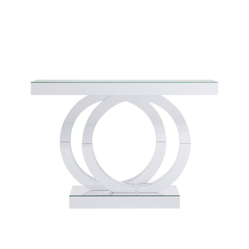 55" Console Table,Narrow Entryway Table with Geometric Metal Frame