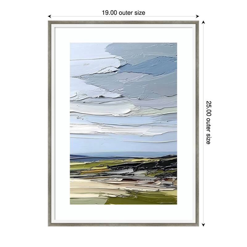 Bold Brushstrokes Landscape I by Tradelink inhouse artist Wood Framed Wall Art Print - Lucie Silver White - 19 x 25 in