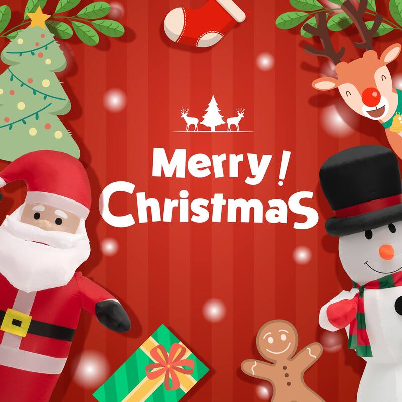 Gymax 8FT Tall Inflatable Archway Christmas Welcoming Decor w/ Bright - See Details