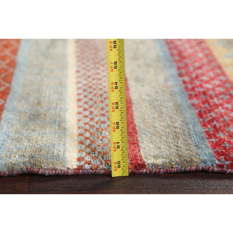 Striped Oriental Gabbeh Kashkoli Runner Rug Hand-knotted Wool Carpet - 2'8" x 11'11"