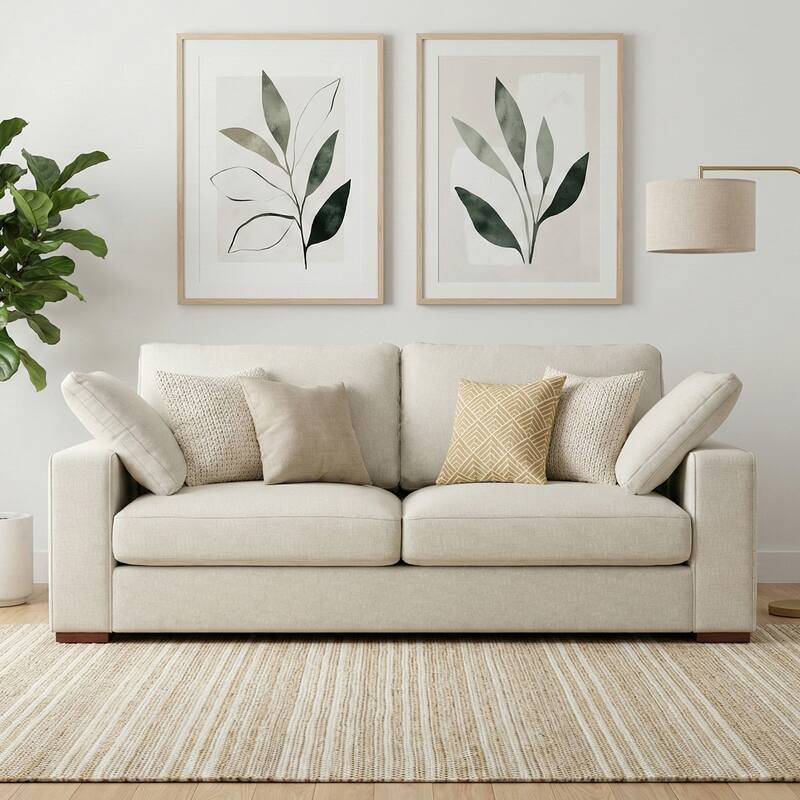 WyndenHall Roscoe 78-inch Sofa in Tightly Woven Performance Fabric - Cream