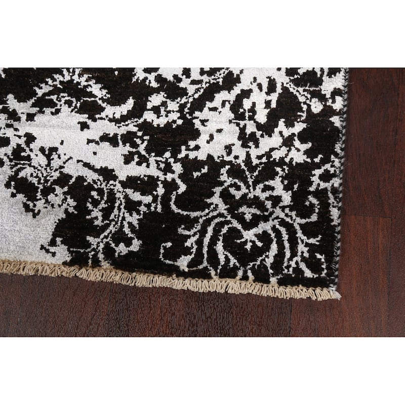 Wool/ Silk Distressed Abstract Oriental Staircase Runner Rug Handmade - 2'8" x 10'5"