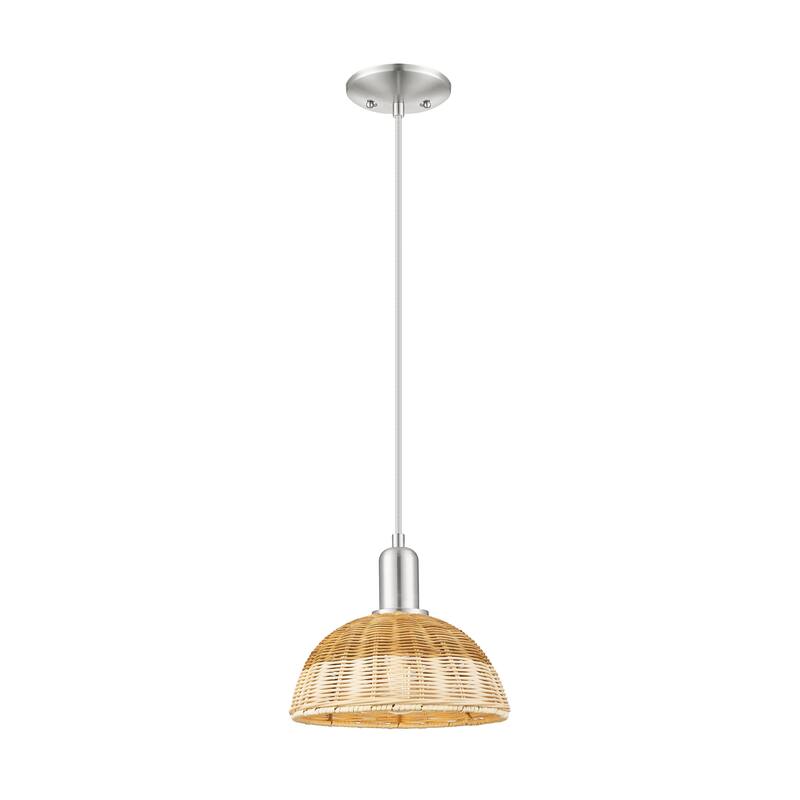 Innovations Lighting Downtown Urban - Natural Ballston Dome - 1 Light 9" Cord Hung Mini Pendant with Basketweave Shade