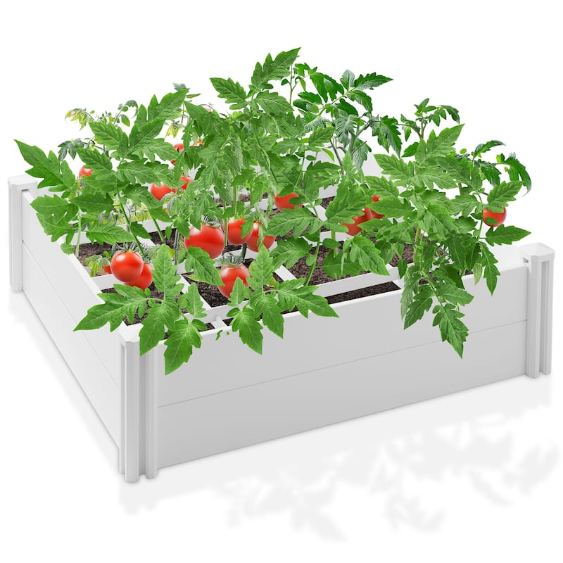Heavy Duty PVC Raised Garden Bed Planter White - 4 ft. x 4 ft.