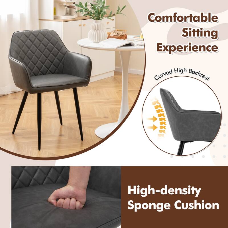 Gymax Leisure Dining Chair Set of 2 Upholstered Accent Chairs w/