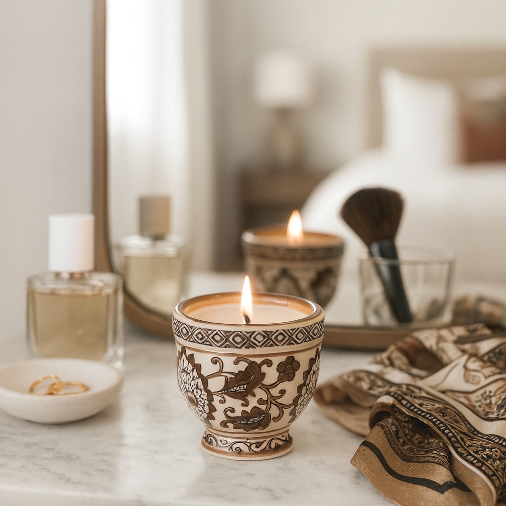 Modern Chinoiserie Ceramic Scented Candle - 4.0"