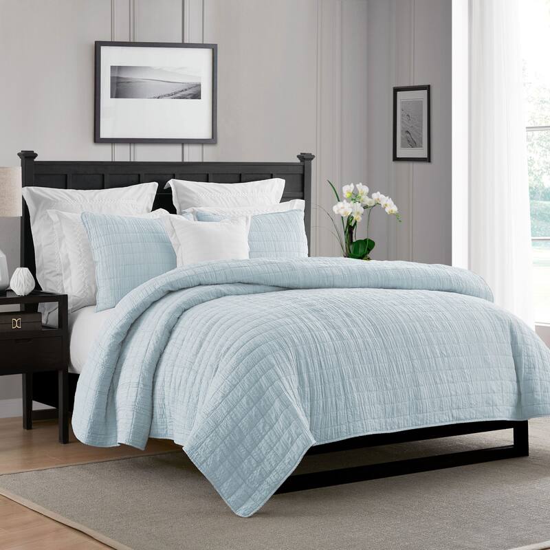 Swift Home Crinkle Enzyme Wash Oversized Coverlet/Bedspread Quilt Sets