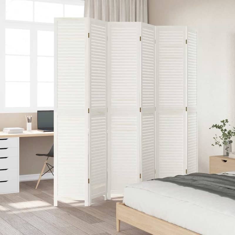 vidaXL Room Divider Privacy Screen Living Room White Solid Wood Paulownia