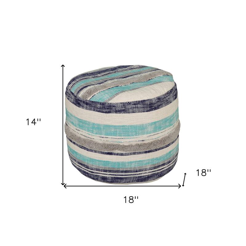 HomeRoots 18" Blue 100% Cotton Ottoman