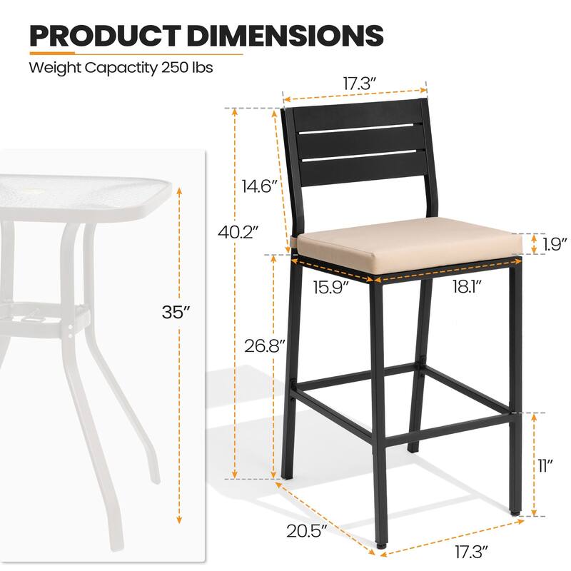 2/4PCS Outdoor Barstools with Cushion