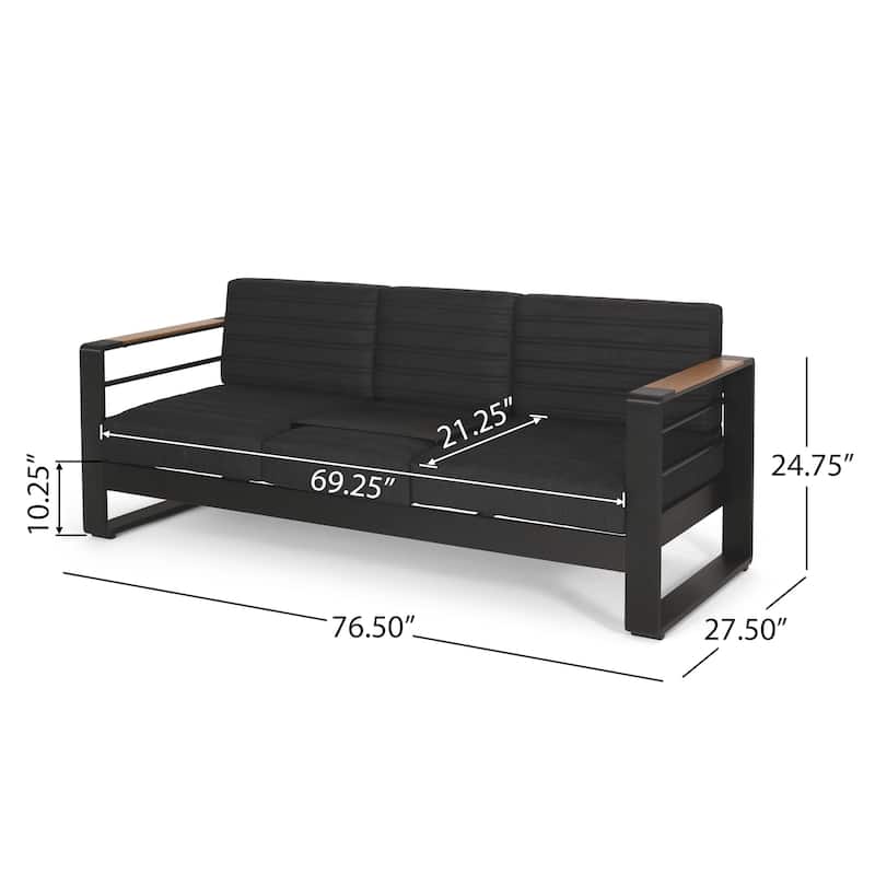 Giovanna Outdoor Aluminum 5 Seater Chat Set with Water Resistant Cushions by Christopher Knight Home