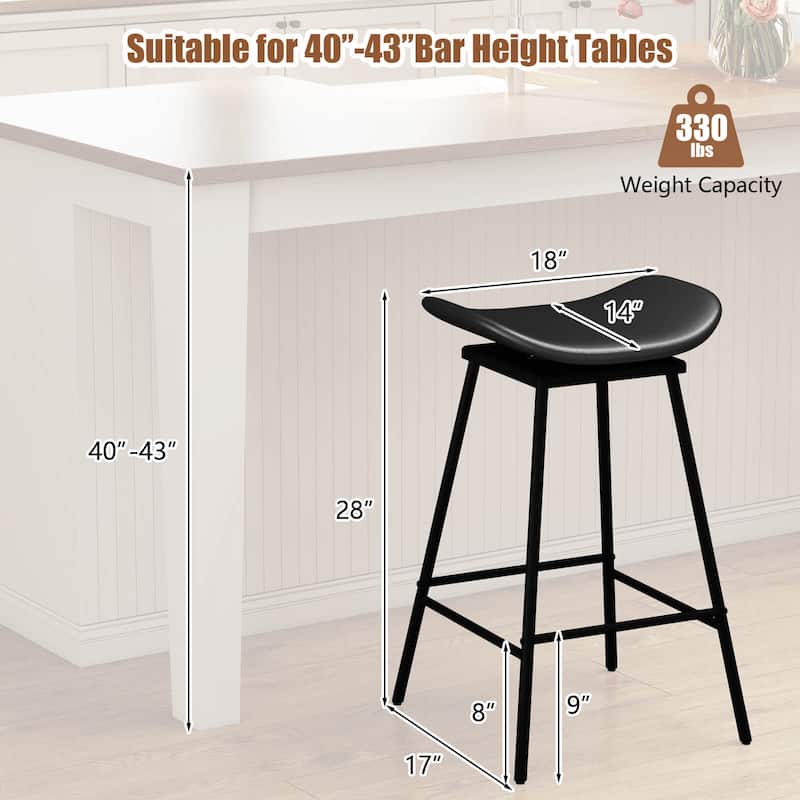 Costway Swivel Barstools Set of 2/4 Faux Leather Upholstered Backless - See Details