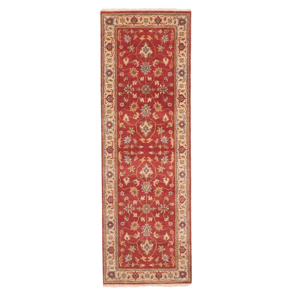 ECARPETGALLERY Hand-knotted Finest Oushak Red Wool Rug - 2'6 x 8'0