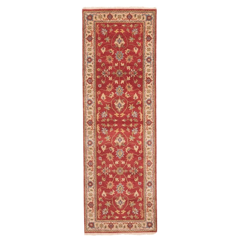 ECARPETGALLERY Hand-knotted Finest Oushak Red Wool Rug - 2'6 x 8'0